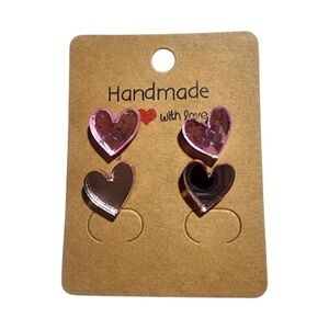 Pink Crush Duo Acrylic Stud Earrings, 2 Pair